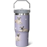 Caiibaoob Pug Travel Cup for Dog Lover,30 oz Pug Vacuum Insulated Tumbler with Handle