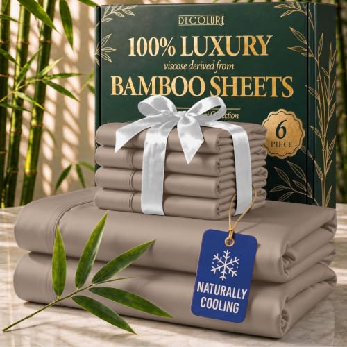 DECOLURE Viscose Bamboo Bed Sheets King Size