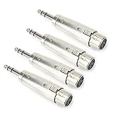 TISINO 4 Pack XLR Female to 1/4 Inch TRS Stereo Male Plug Adapters Balanced Audio Converter Connectors