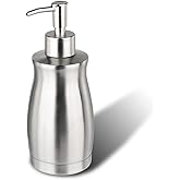 GLUBEE Soap Dispenser Stainless Steel - Brushed Nickel Pump Dispenser Bottle Refillable Liquid Hand Dish Soap Dispenser for Bathroom, Kitchen, Countertop, Silver (13.5 Oz / 400ML)