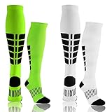 Gifts for Women Sport Compression Socks for Men - Christmas Gift Socks for Running,Sport (White/Green, S/M)