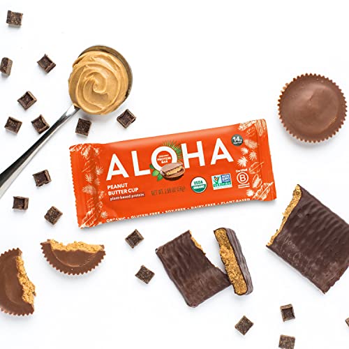 ALOHA Organic Plant Based Protein Bars Peanut Butter Cup Bar Vegan