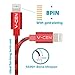 V-CEN Powerline Lightning Cable Charging Cable 3Pack 10FT Long Nylon Braided Lightning to USB Cable Charging for iPhone 8/8 Plus/ 7/7 Plus/6s/6s Plus/6/6Plus/5s/5c/5, iPad/iPod - Red