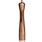 DeroTeno Pepper Mill, Pepper Grinder with Adjustable Stainless Steel Grinder, Acacia Wood, Height 30 cm / 12 inch
