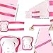 eNilecor Kid's Inline Skating Roller Blading Wrist Elbow Knee Pads Blades Guard Gift for Children's Day, Christmas Pack of 6 (Pink White)