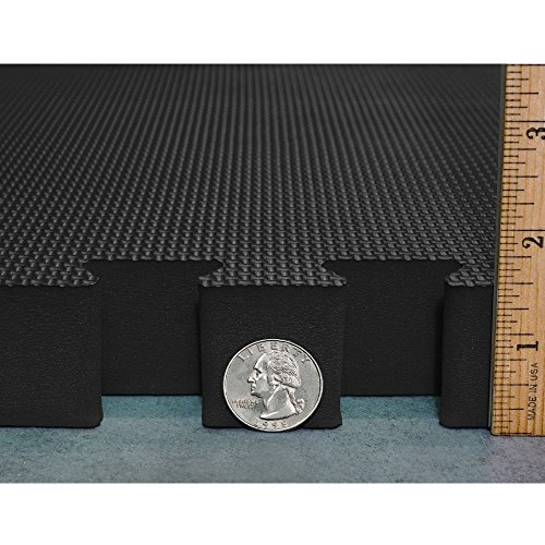 Meister X-Thick 1.5" Interlocking EVA Foam Mats - 2X Cushion for Wrestling, MMA Takedowns & Gymnastics - 2'x2' Tiles - Black - 25 Tiles (100 Sqft)