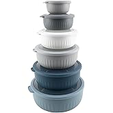 COOK WITH COLOR Prep Bowls with Lids- Wide and Deep Nesting Plastic Small Mixing Bowl Set with Lids, 12 Piece Set - Wide Bowls, Blue/Grey