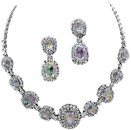 AB (rainbow) crystal diamante necklace set