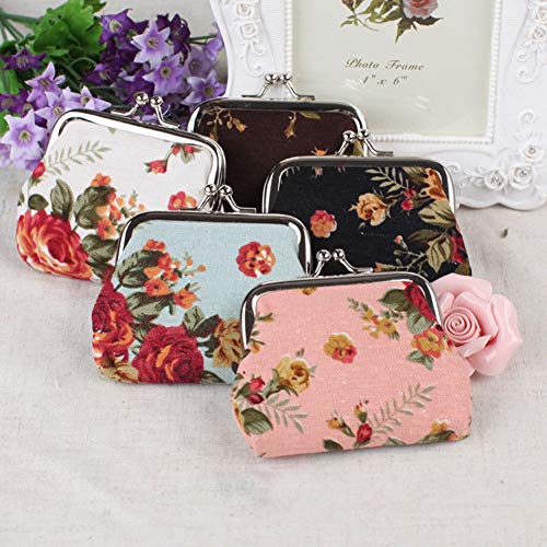image for Aland Vintage Flower Canvas Women Hasp Clutch Buckle ❁ Coin Purse 