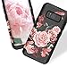 RabeMall Galaxy S8 Plus Case Unique Pretty Flowers for Girls/Women Anti-Fingerprint Three Layer High Impact Resistant Hybrid Shockproof Protective Cover,Floral Black