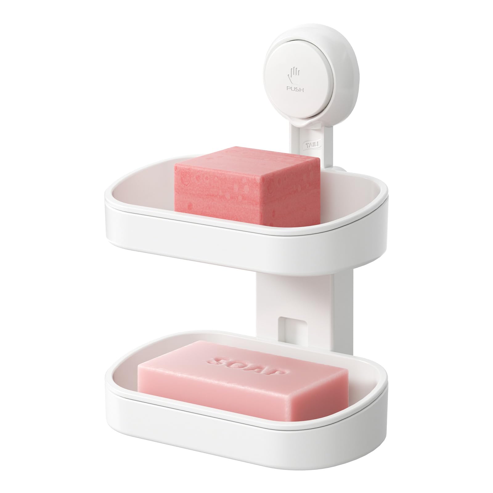 Photo 1 of TAILI Double Layer Soap Dish Suction Cup Soap Holder, Strong Sponge Holder for Shower, Bathroom, Tub and Kitchen Sink, Drill-Free, Removable