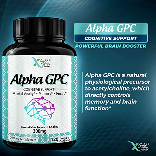 Alpha GPC Choline Supplement 600mg, 99+ Highly Purified, Highly