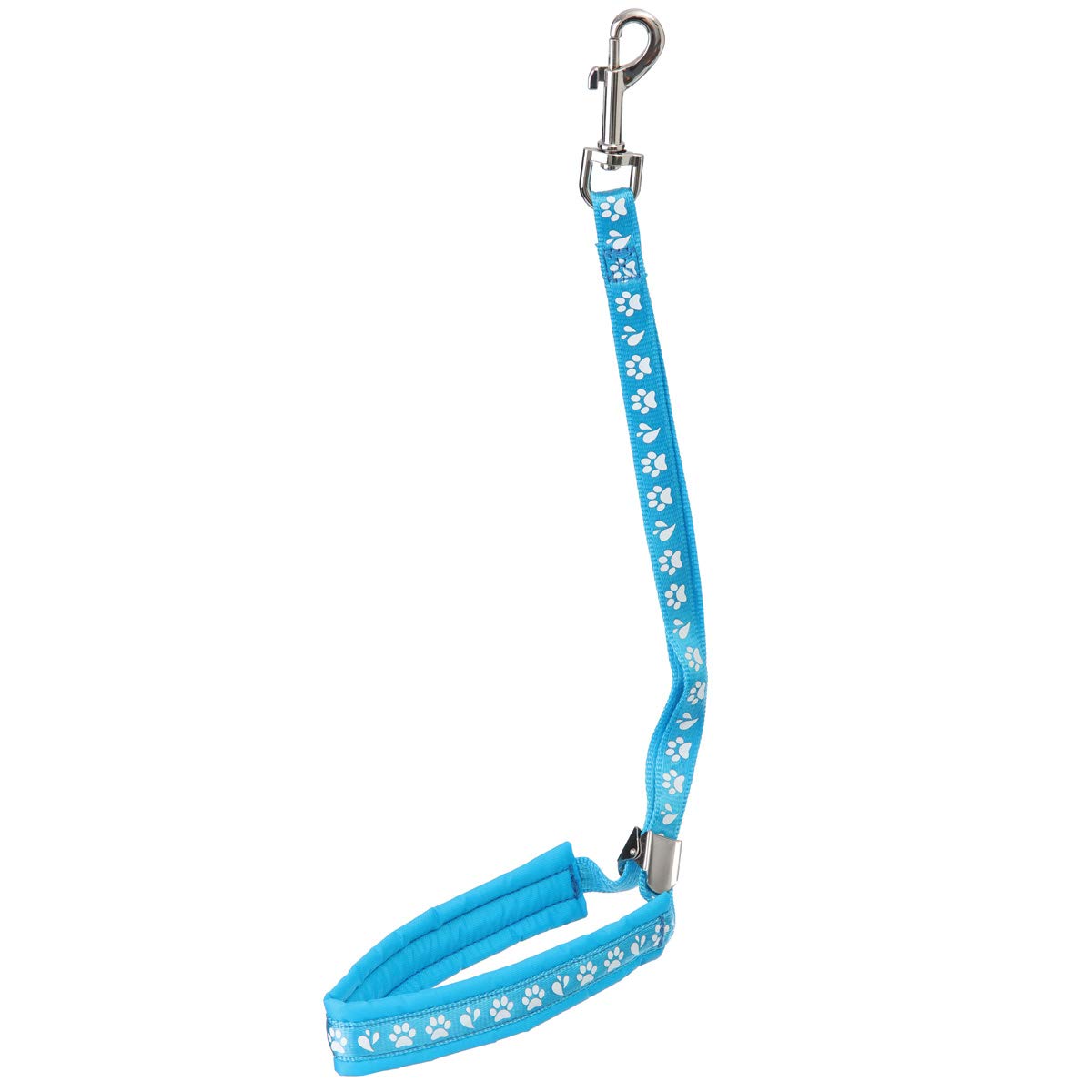 GROOM PROFESSIONAL Audie Padded Dog Grooming Loop Leash - Padding Around Neck for Comfort with Locking Metal Slider, Paw Print Design - 42cm, Cyan Blue