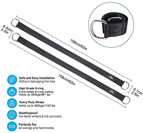 POOTACK 1 Paar Schaukel Befestigung per Polyester - Hängematte Befestigung Swing Hanging Gurt Kit - Faser Riemen mit 2… – Bild 5