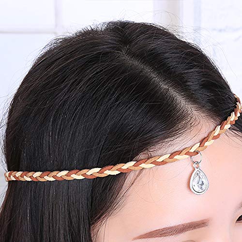 Feather Headband Hippie Indian Boho Hair Bands Tassel Bohemian Halloween Hair Hoop Women Girls Crown Hairband Party Decoration Headdress Cosplay Costume Headwear Headpiece Hair Accessories Blue