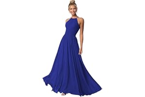 Clothfun Women's Halter Bridesmaid Dresses Long Chiffon Formal Dresses Evening Party Dress 2024