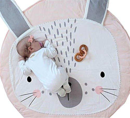 100% Organic Cotton Baby Mat for Play Crawling Sleeping Changing Photography Soft Warm Thick Padded Cute Bunny Shape 90cm Large (Pink)