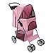 Paws & Pals Pet Stroller Cat/Dog Easy Walk Folding Travel Carrier Carriage, Rose Wine