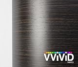 VVIVID Dark Ebony Wood Grain Faux Finish Textured Vinyl Wrap Roll Sheet Film for Home Office Furniture DIY No Mess Easy to Install Air-release Adhesive (1ft x 48