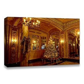 Canvas Wall Art Christmas Tree Celebration Painting Artwork for Home Prints Framed - 12x18 inches