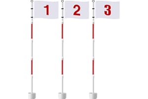 Threehoney 3 Pack Golf Flag Stick 6ft Putting Flag Golf Hole Cup Pole Pin Numbered Flags for Driving Range Backyard Yard Course Putting Green and Chipping Greens Gifts