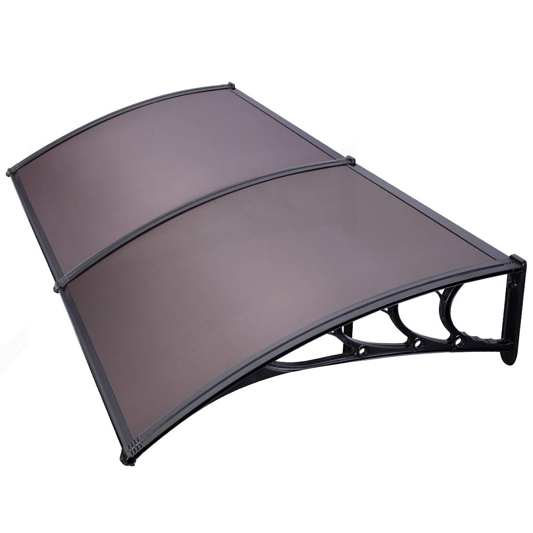 VIVOHOME Polycarbonate Window Door Awning Canopy Brown With Black Bracket 40 Inch X 80 Inch on