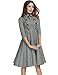 ANGVNS Women's Elegant Vintage 1940's 3/4 Sleeve Large Swing Official Plaid Slim Dress, Black/White Houndstooth, M