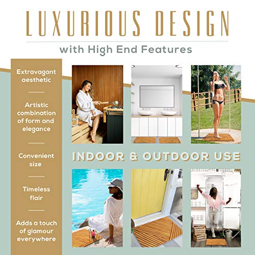Teak Bath Mat Natural Teak Shower Mat for Bathroom, Sauna, Pool, Hot Tub and RV Outdoor Shower
