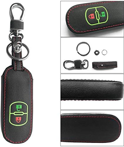 LITTOU 2 Buttons Smart Key Fob Cover Leather Car Key Holder Key Case Remote Key Cover Fit for Mazda 2 3 5 6 8 MX5 CX-3 CX-5 CX-7 CX-9