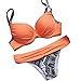 EVALESS Womens Contrast Bralette Top and Waistband Bottom Bikini Swimsuit Set Pink Small 4 6