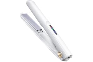 QEOWUO Cordless Hair Straightener and Curler 2 in 1 Ceramic Flat Iron Mini Wireless Portable Travel Hot Tools Straight Curl for Women Men USB Rechargeable with Pouch (White)