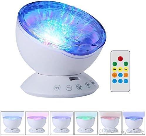 MeeTop Ocean Wave Projector Remote Control and Music Player Light Show Lamp Perfect Sleeping and Entertainment Tool for Babies Toddlers, White