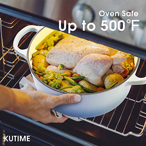 KUTIME Cast Iron Dutch Oven 6 Quart Enameled Dutch Oven, Blue Pricepulse