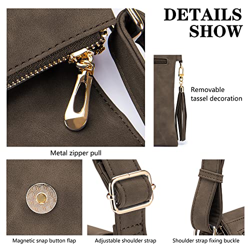 Roulens Sall Crossbody Bag For Woen,Leather Wristlet Clutch Purses