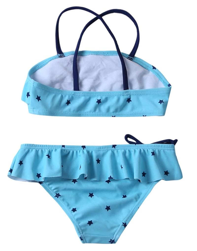 PARICI Girls Star Printed Ruffle Swimsuit Two Pieces Swimwear Bikini Size 4-8Y