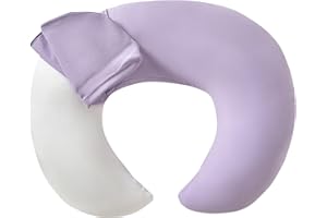 ESEN Nursing Pillow with Removable Cover, Ergonomic Breastfeeding Pillow XLarge Size for Nursing Mother Support Bottle Feeding and Breastfeeding - White Pillow Insert - Purple Cover
