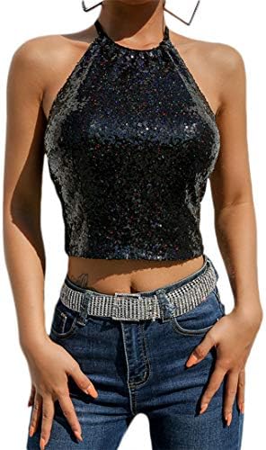 Women Halter Neck Crop Tube Top Camisole Shirt for Party Rave Festival