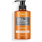 KUNDAL Nature Honey & Macadamia Natural Moisturizing Body Wash Deep Nourishment, Natural Extracts Blend, 10,000 ppm Honey, Safe for All Ages, Soft & Smooth Skin 16.9 fl oz (Pack of 1) (Baby Powder)