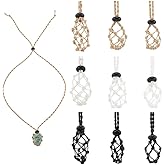 FASHEWELRY 9pcs Crystal Cage Necklace with 25/35/45mm Holder Mixed Color Adjustable Necklace Cord Empty Stone Holder Replacement Hand-woven Fish Netted Pendant Stone Holder for Yoga Meditation