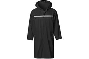 SAPHIROSE Mens Long Hooded Safety Rain Jacket Waterproof Emergency Raincoat Poncho