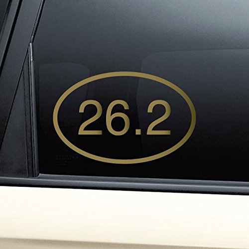 26.2 Marathon Euro Oval Vinyl Decal Laptop Car Truck Bumper Window Sticker - Metallic Gold Matte