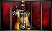 Wieco Art - Guitar Passion Large Modern 5 Panels 100% Hand Painted Framed Abstract Music Oil Paintings on Canvas Wall Art Ready to Hang for Living Room Bedroom Home Office Decorations 5 pcs/set