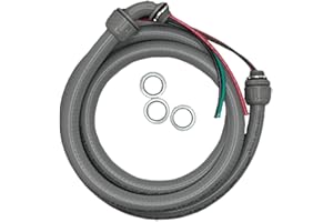 VN Infinite quality 3/4 inch 6FT AC Whip Electrical Conduit Kit - 3/4" x 6ft Flexible Non-Metallic Liquid Tight - 10 Gauge Wires - Flexible Electrical Conduit - One 3/4" 90 Degree Connector