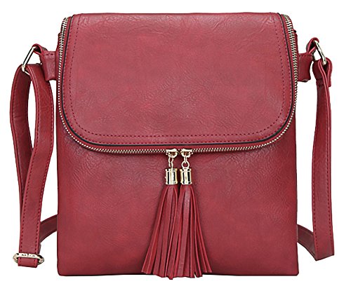 Mabel Women’s Cross Body Handbags – Trendy Messenger Long Shoulder Strap Bags – With a Protective Storage Bag (Design 5 - Red) — image 1