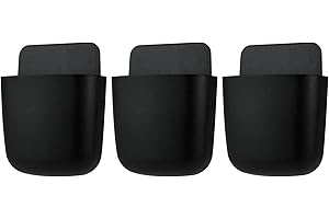 kulusion 3 Pcs Remote Control Holder, Wall Mount Pen Holder Hole-Free Self Adhesive Phone Charging Organizer Pencil Storage Containers for Home Office School Supply Orgaizer ​(Black