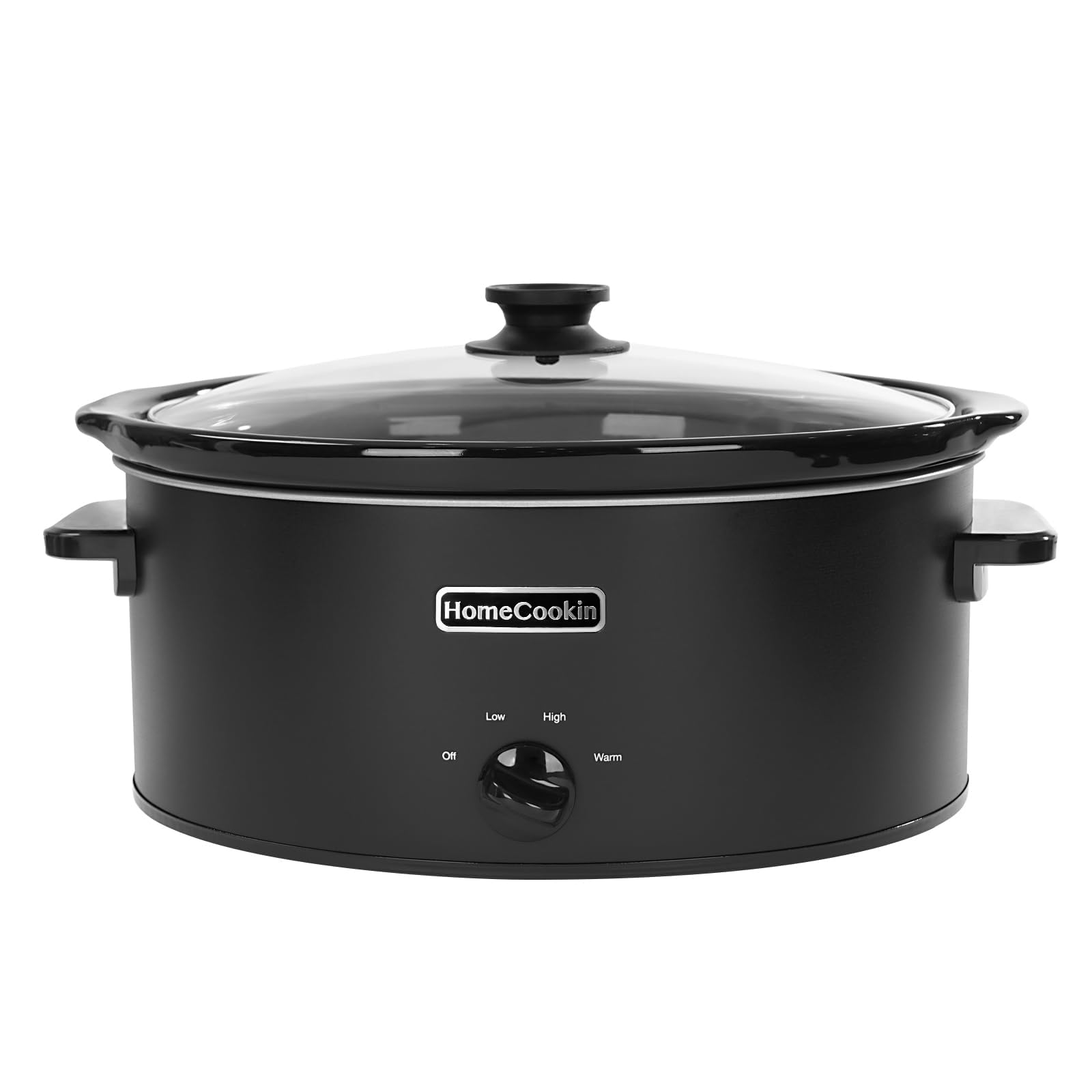HOMECOOKIN 7 Quart Slow Cooker Oval Manual Pot Food Warmer with 3 Cooking Settings, Black Stainless Steel