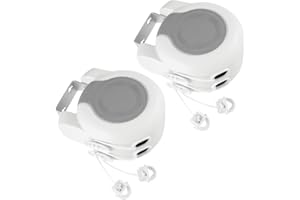 mDesign Portable Adjustable Indoor/Outdoor Retractable Clotheslines - 42ft Double Lines - Durable Hanging Plastic Reel to Air Dry Wet Clothes in Bathroom, Laundry, Patio, Balcony - 2 Pack - White
