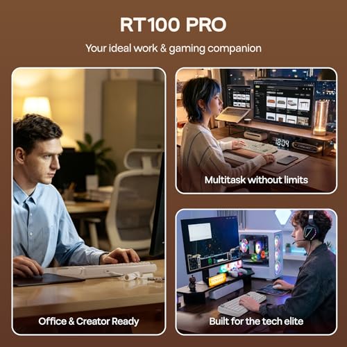 EPOMAKER RT100 PRO Tri-Mode Mechanical Keyboard, 1.54” Hot-Swap Screen, Knob, Retro PBT Keycap, Mac Keys, Thocky Gasket, Custom Driver, RGB, BT/2.4G Wireless Gaming Keyboard (White, Creamy Jade)