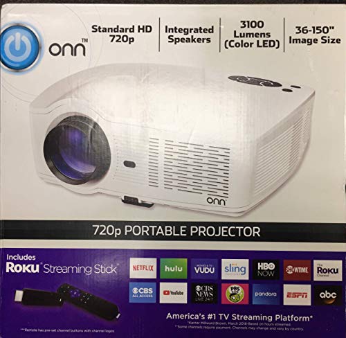 ONN 720p Portable Projector w/Roku Streaming Stick (Renewed)
