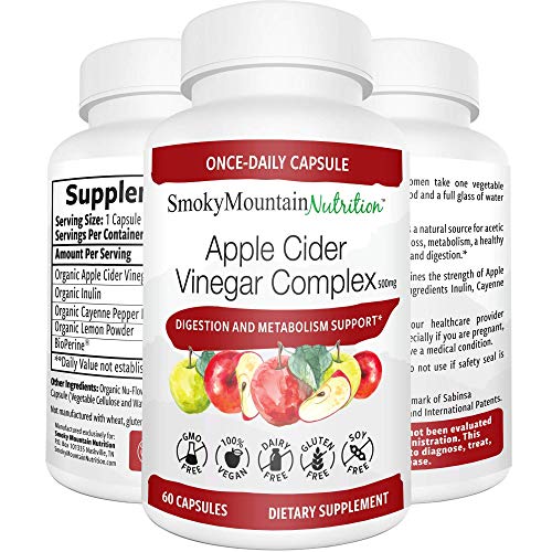 Organic Apple Cider Vinegar Complex (60 Capsules) ACV Weight Loss Pills for Detox, Metabolism, Cleanse & Digestive Health. Cayenne Pepper, Inulin, Lemon & BioPerine. Keto, Non-GMO, Vegan & Soy-Free Organic Apple Cider Vinegar Complex (60 Capsules) ACV Weight Loss Pills for Detox, Metabolism, Cleanse & Digestive Health. Cayenne Pepper, Inulin, Lemon & BioPerine. Keto, Non-GMO, Vegan & Soy-Free